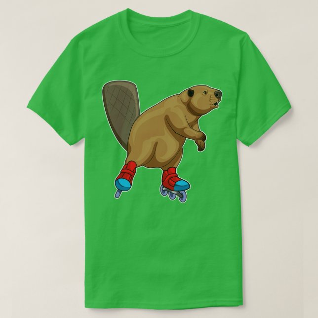 Beaver Inline skating Roller skates T-Shirt (Design Front)