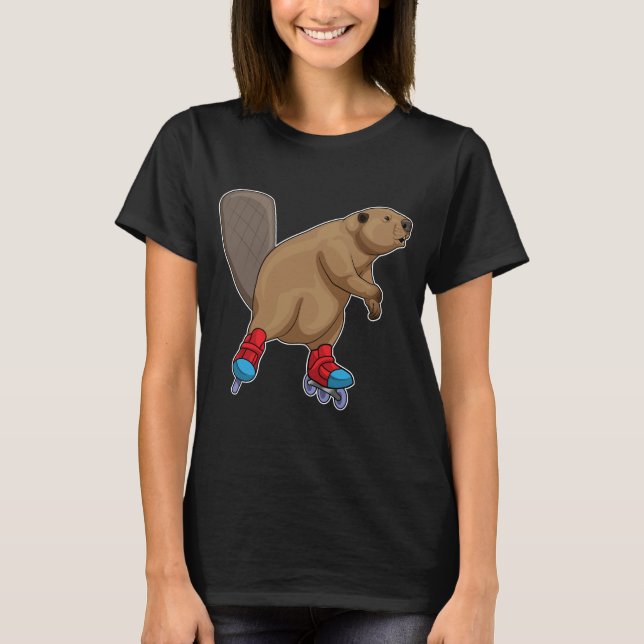 Beaver Inline skating Roller skates T-Shirt (Front)