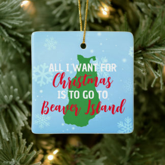 Beaver Island Christmas Ceramic Ornament