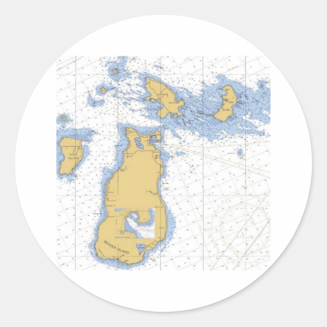 Beaver Island, MI Nautical Chart Classic Round Sticker (Front)