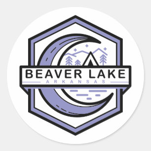 beaver lake arkansas moon hexa classic round sticker
