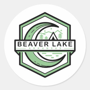 beaver lake arkansas moon hexa classic round sticker