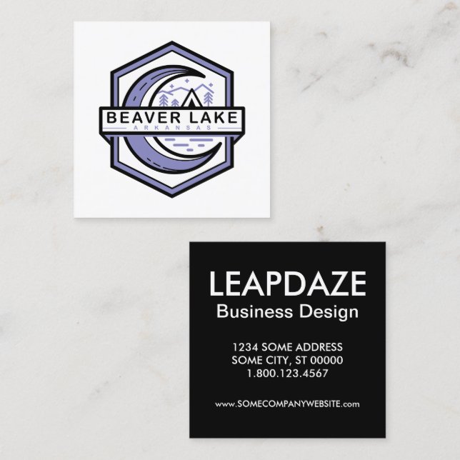 beaver lake arkansas moon hexa square business card (Front/Back)