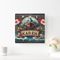 Beaver, Logs, Flags, and Mountains