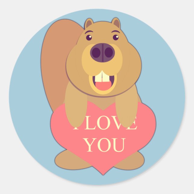 Beaver Love Classic Round Sticker (Front)