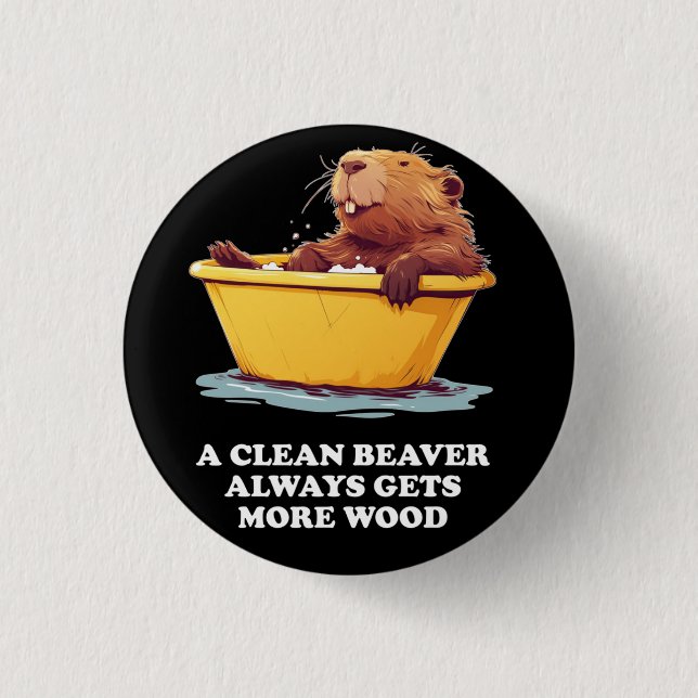 Beaver Lover Bath 3 Cm Round Badge (Front)