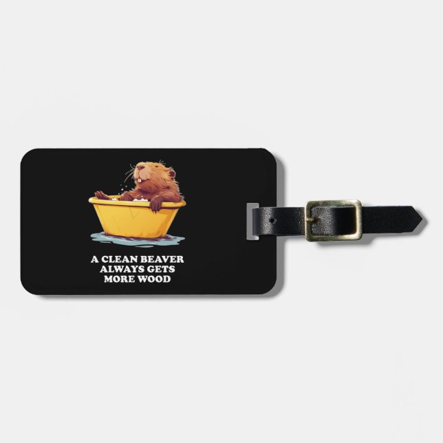 Beaver Lover Bath Luggage Tag (Front Horizontal)