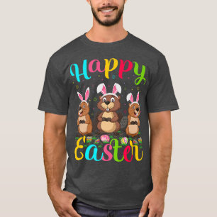 Beaver Lover Funny Easter Egg Bunny Beaver Happy E T-Shirt