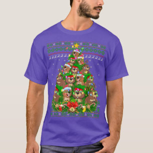 Beaver Lover Xmas Lights Ugly Beaver Christmas Tre T-Shirt