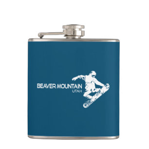 Beaver Mountain Resort Utah Snowboarder Hip Flask