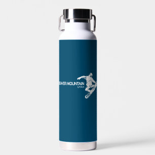 Beaver Mountain Resort Utah Snowboarder Water Bottle