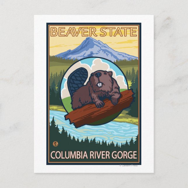 Beaver & Mt. Hood - Columbia River Gorge, OR Postcard (Front)