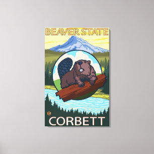Beaver & Mt. Hood - Corbett, Oregon Canvas Print
