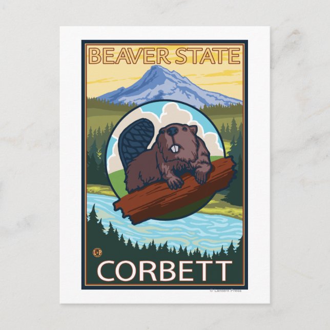 Beaver & Mt. Hood - Corbett, Oregon Postcard (Front)