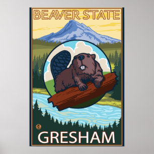 Beaver & Mt. Hood - Gresham, Oregon Poster