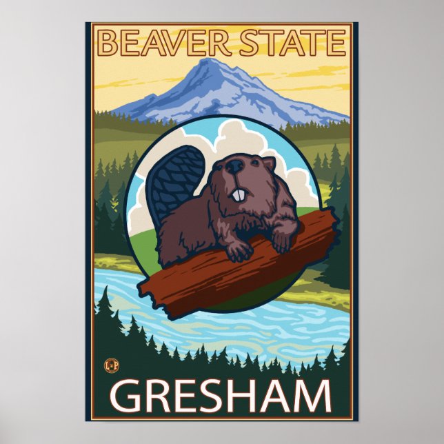 Beaver & Mt. Hood - Gresham, Oregon Poster (Front)