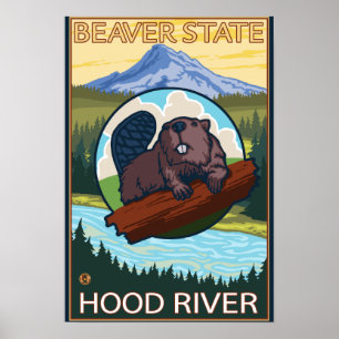 Beaver & Mt. Hood - Hood River, Oregon Poster
