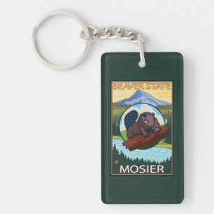 Beaver & Mt. Hood - Mosier, Oregon Key Ring