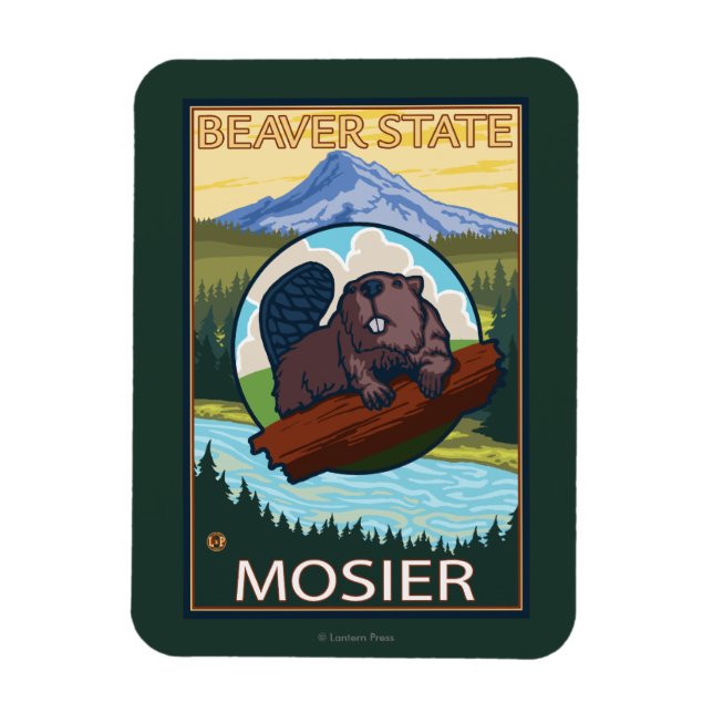 Beaver & Mt. Hood - Mosier, Oregon Magnet (Vertical)