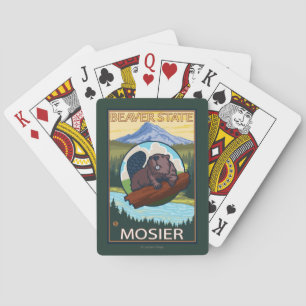 Beaver & Mt. Hood - Mosier, Oregon Playing Cards