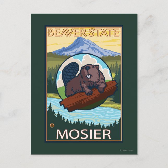 Beaver & Mt. Hood - Mosier, Oregon Postcard (Front)