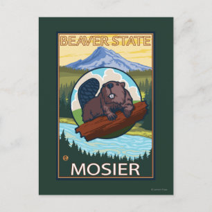 Beaver & Mt. Hood - Mosier, Oregon Postcard