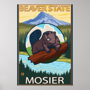 Beaver & Mt. Hood - Mosier, Oregon Poster