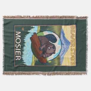 Beaver & Mt. Hood - Mosier, Oregon Throw Blanket