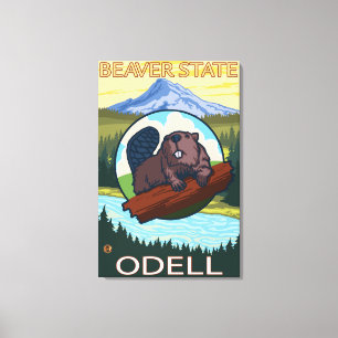 Beaver & Mt. Hood - Odell, Oregon Canvas Print