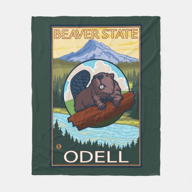 Beaver & Mt. Hood - Odell, Oregon Fleece Blanket (Front)