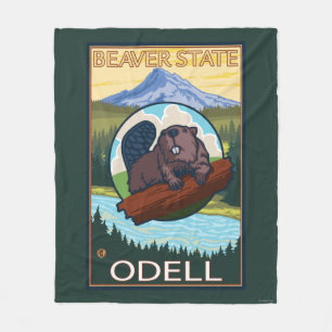 Beaver & Mt. Hood - Odell, Oregon Fleece Blanket