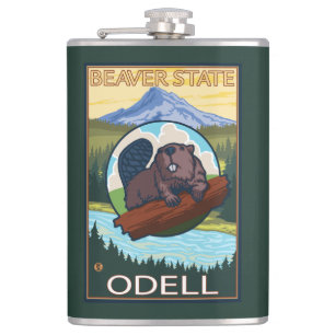 Beaver & Mt. Hood - Odell, Oregon Hip Flask
