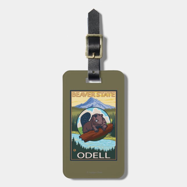 Beaver & Mt. Hood - Odell, Oregon Luggage Tag (Front Vertical)