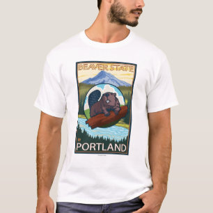 Beaver & Mt. Hood - Portland, Oregon T-Shirt