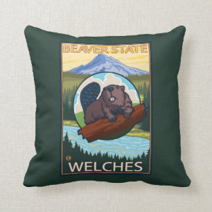 Beaver & Mt. Hood - Welches, Oregon Cushion