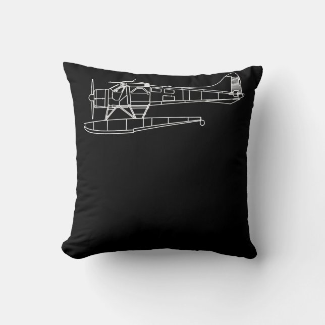 Beaver On Floats Sea Plane Pilot  Front & Back Cushion (Front)