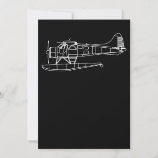 Beaver On Floats Sea Plane Pilot  Front & Back Invitation