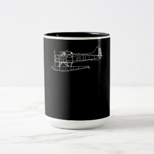 Beaver On Floats Sea Plane Piot Funny Gift Two-Tone Coffee Mug