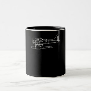 Beaver On Floats Sea Plane Piot Funny Gift Two-Tone Coffee Mug