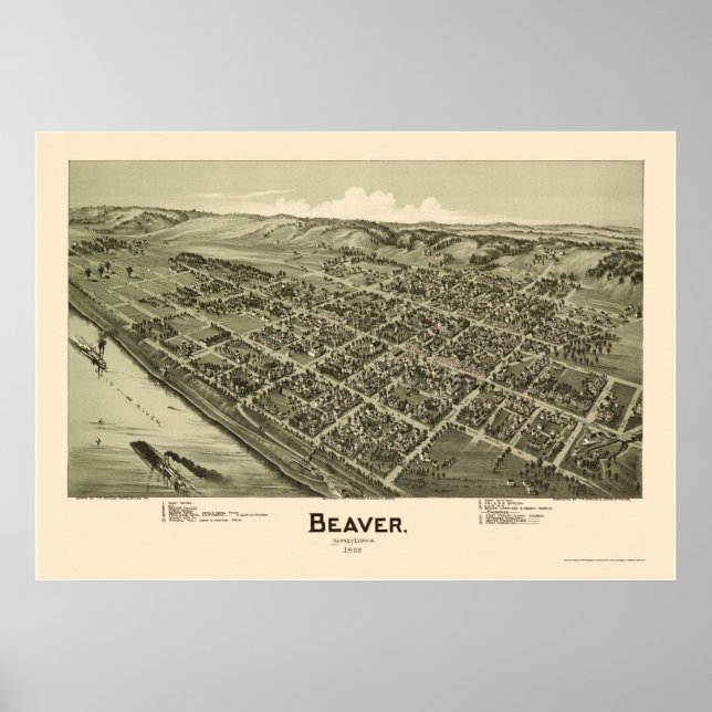 Beaver, PA Panoramic Map - 1900 Poster (Front)