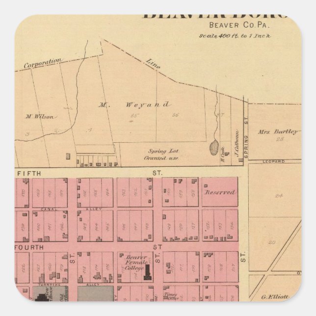 Beaver, Pennsylvania Square Sticker (Front)