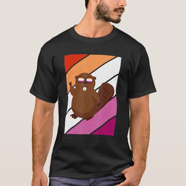 Beaver Pride Lesbian Flag Lgbtq Proud Ally Pride S T-Shirt (Front)