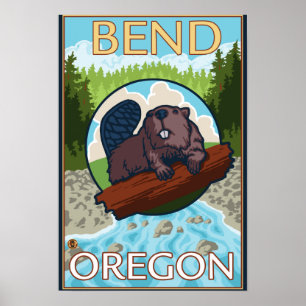 Beaver & River - Bend, Oregon Poster