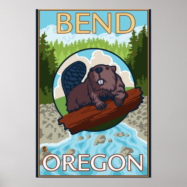 Beaver & River - Bend, Oregon Poster (Front)