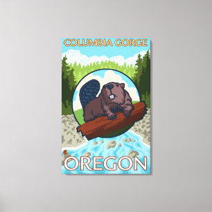 Beaver & River - Columbia Gorge, Oregon Canvas Print