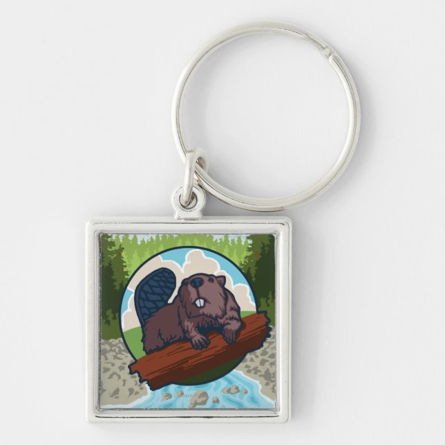 Beaver & River - Columbia Gorge, Oregon Key Ring (Front)