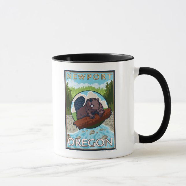 Beaver & River - Newport, Oregon Mug (Right)