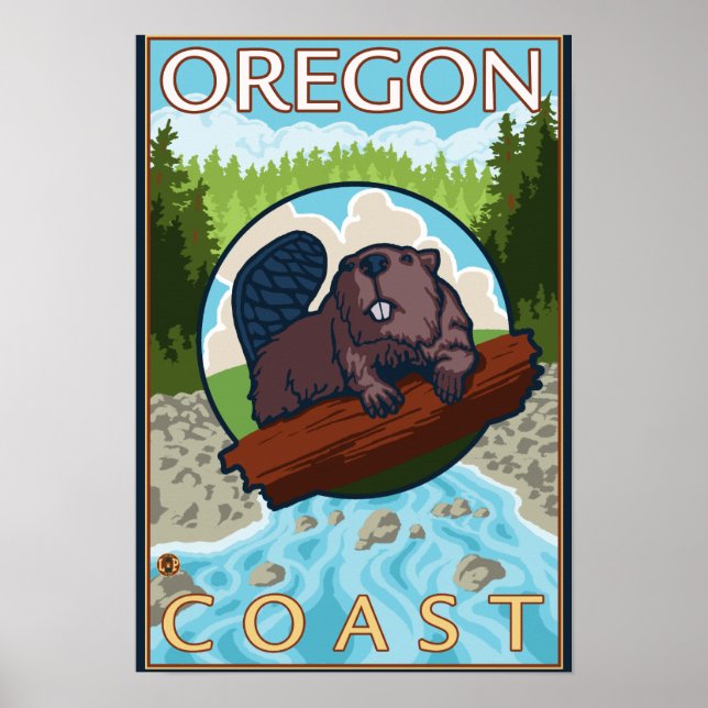 Beaver & RiverCoastVintage Travel Poster (Front)