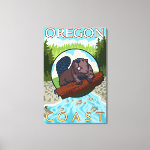 Beaver & RiverCoastVintage Travel Poster Canvas Print