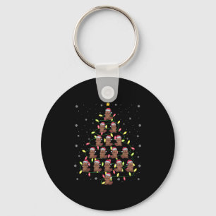 Beaver Santa Christmas Tree Lights Ugly Sweater St Key Ring